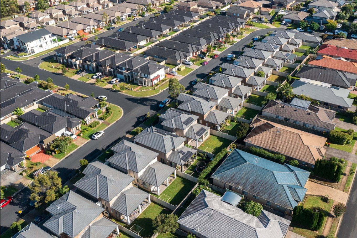 Homes in Petersham from the air