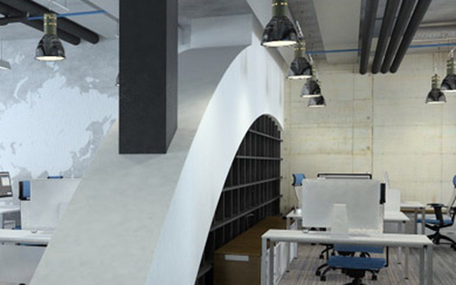 Curved plasterboard archway in a commercial office fitout